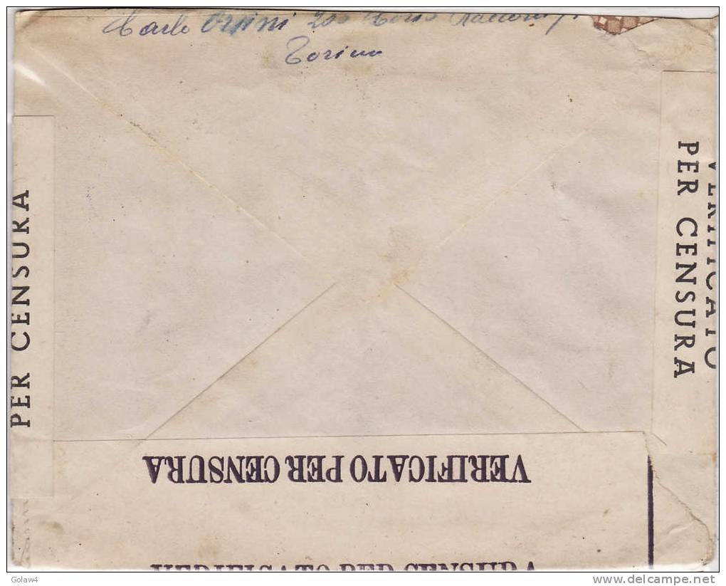 1470# ITALIE ITALIA HITLER MUSSOLINI / LETTRE CENSURE ITALIENNE Obl TORINO TURINO Pour NICE COVER - 1921-1960: Période Moderne