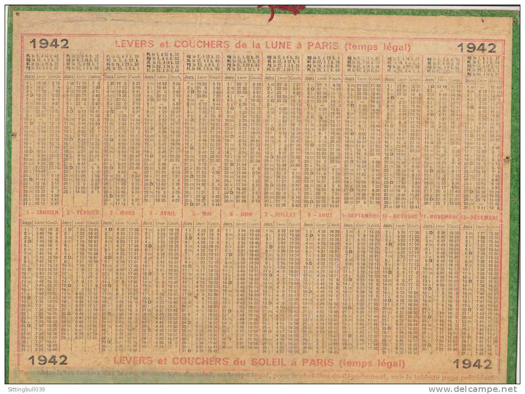 Almanach Des Postes Et Des Télégraphes. Calendrier 1942. Pâturage En Bourbonnais. Imp. OLLER. - Grand Format : 1941-60