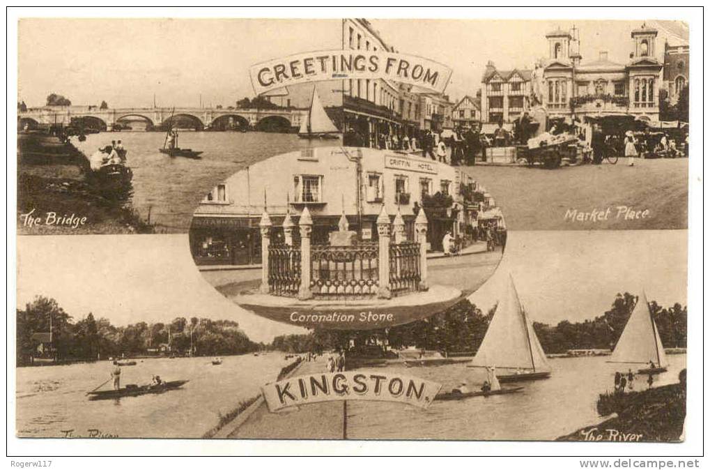Greetings From Kingston, Multiview Postcard - Surrey