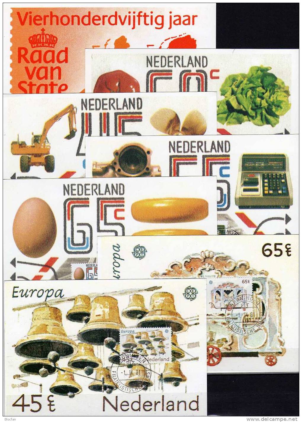 Erste Offiziellen Maximumkarten 1981 Niederlande MKt. 1-7 O 30€ CEPT, Staatsrat, Export Und Transport - Verzamelingen