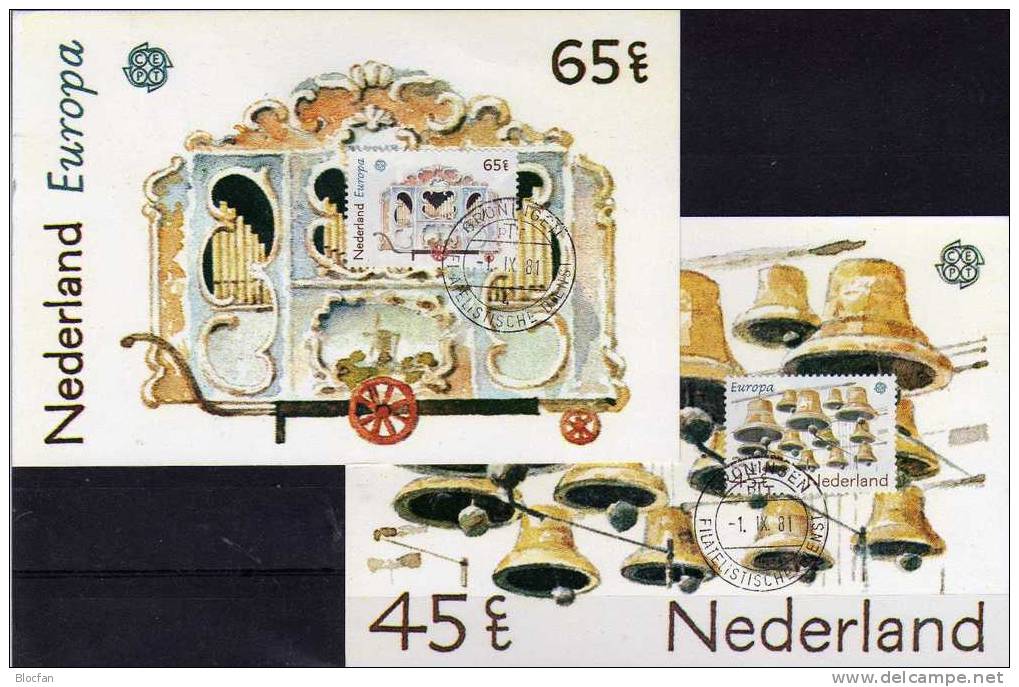 Erste Offiziellen Maximumkarten 1981 Niederlande MKt. 1-7 O 30€ CEPT, Staatsrat, Export Und Transport - Verzamelingen