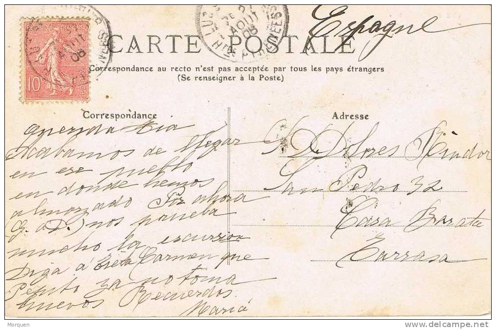 Postal LUZ SAINT SAVEUR 1908. (Hautes Pyrenees) - 1903-60 Säerin, Untergrund Schraffiert