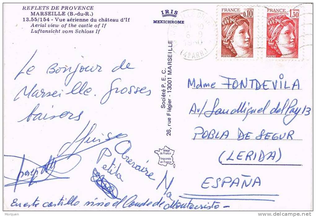 Postal MARSEILLE (France) 1980.  Île De IF, Castillo - Storia Postale
