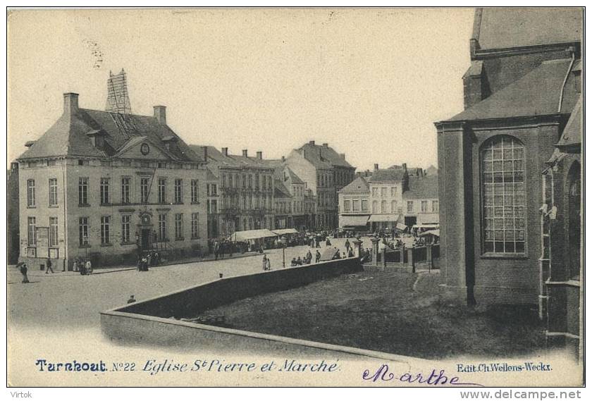 Turnhout :  Eglise St. Pierre Et Marché    ( Geschreven   Met Zegel ) - Turnhout