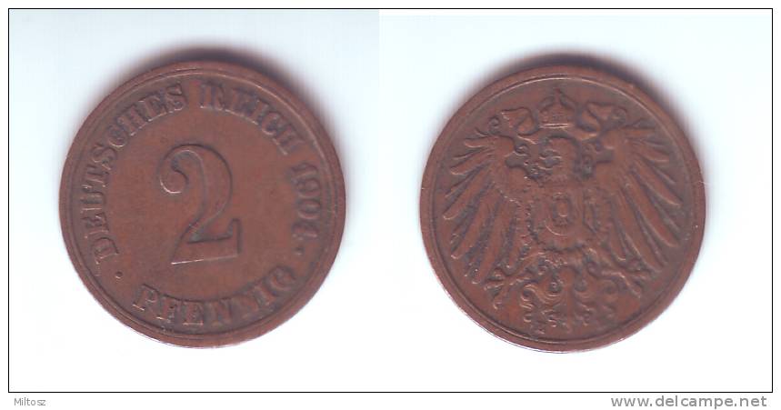 Germany 2 Pfennig 1904 E - 2 Pfennig