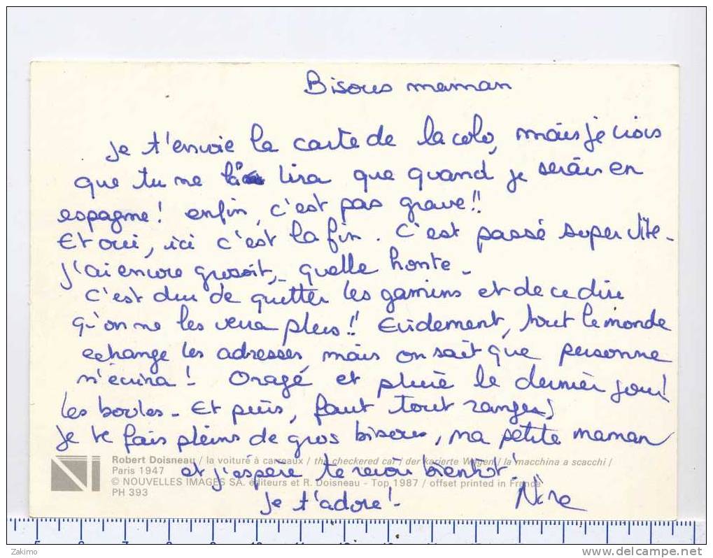 ROBERT DOISNEAU ---LA VOITURE A CARREAUX   PARIS 1947--1987--RECTO / VERSO--- Z27 TRI - Doisneau