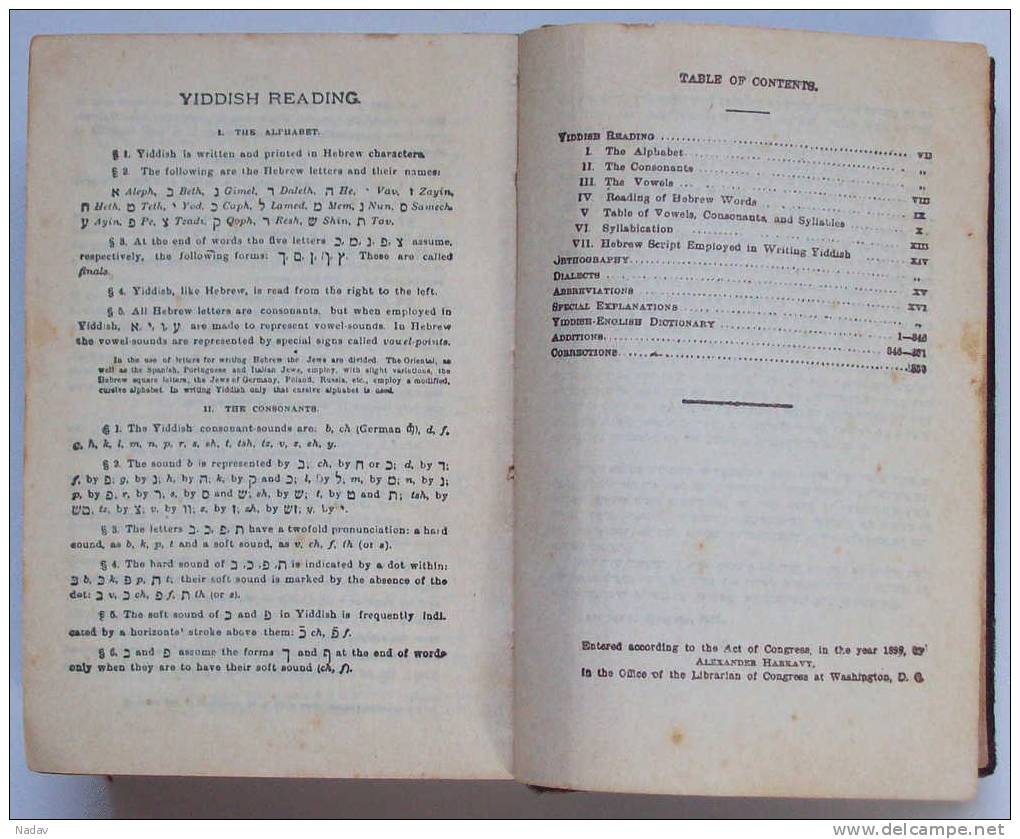 HARKAVY'S ENGLISH-JEWISH  AND JEWISH-ENGLISH DICTIONARY- RARE. New-York,1898. - Woordenboeken, Thesaurus