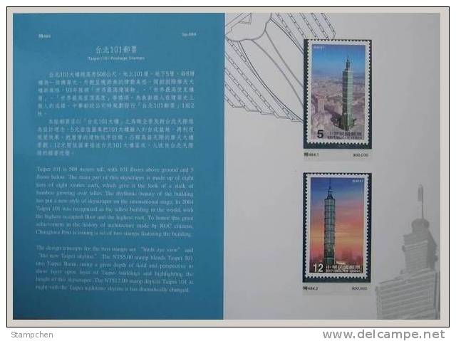 Folder Taiwan 2006 Taipei 101 Building Stamps Skyscraper Architecture Landscape - Neufs