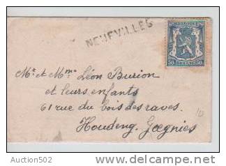 TP 426 S/Lettre Format Carte De Visite Pas De C.A.D. Griffe Neufvilles V.Houdeng-Goegnies 3881 Avec Contenu - Linear Postmarks