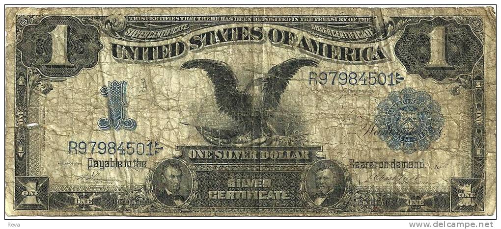 USA  UNITED STATES $1 SILVER  CERTIFICATE  BLUE SEAL SERIES 1899  VG P338b READ DESCRIPTION CAREFULLY !!! - Silver Certificates (1878-1923)