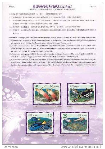 Folder Taiwan 2007 Coral Reef Fish Stamps Fauna Marine Life - Unused Stamps