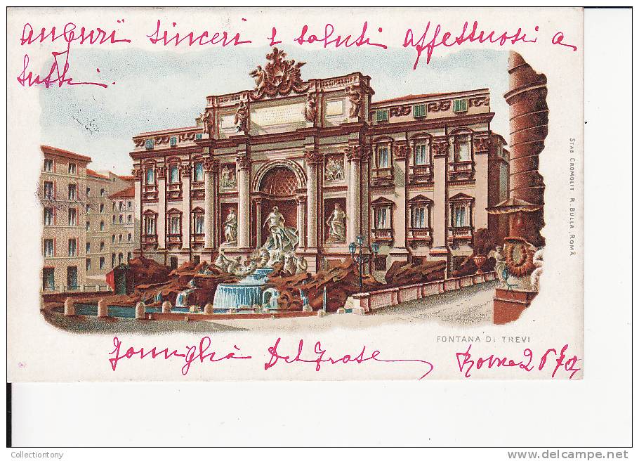 ROMA - FONTANA DI TREVI - A COLORI -  FP - VIAGG. IL 26/07/1904 - Fontana Di Trevi