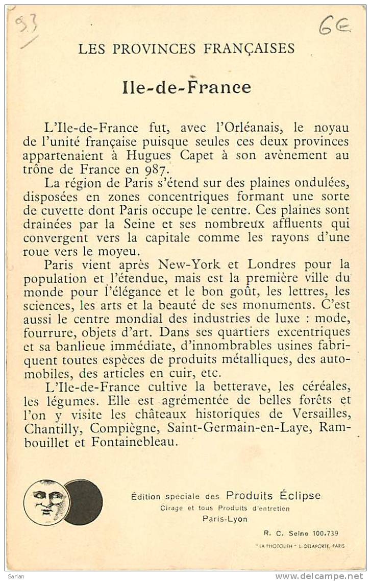 ILE DE FRANCE , Edition Spéciale Des Produits Eclipse , *3226 - Ile-de-France