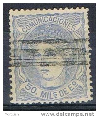 España Alegoria 1870. 50 Milesimas Barrado , Num 107s - Used Stamps