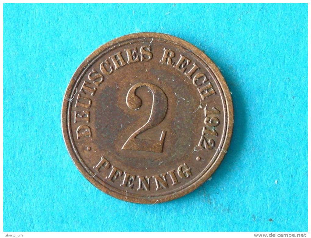 1912 A - 2 PFENNIG / KM 16 ( For Grade , Please See Photo ) ! - 2 Pfennig