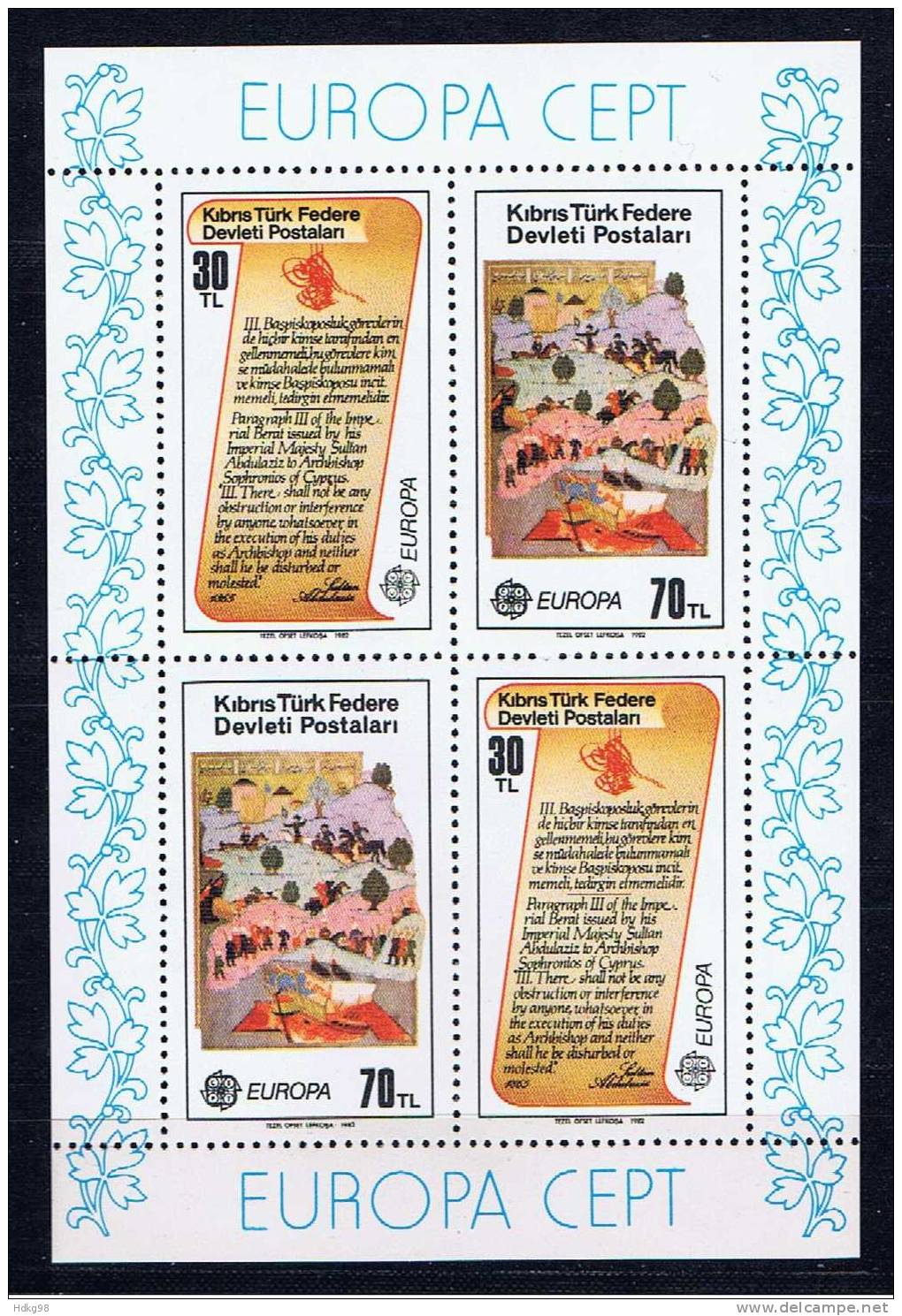 CY TR Türkisch Zypern 1982 Mi Bl. 3 - 115-15 Mnh EUROPA - Unused Stamps