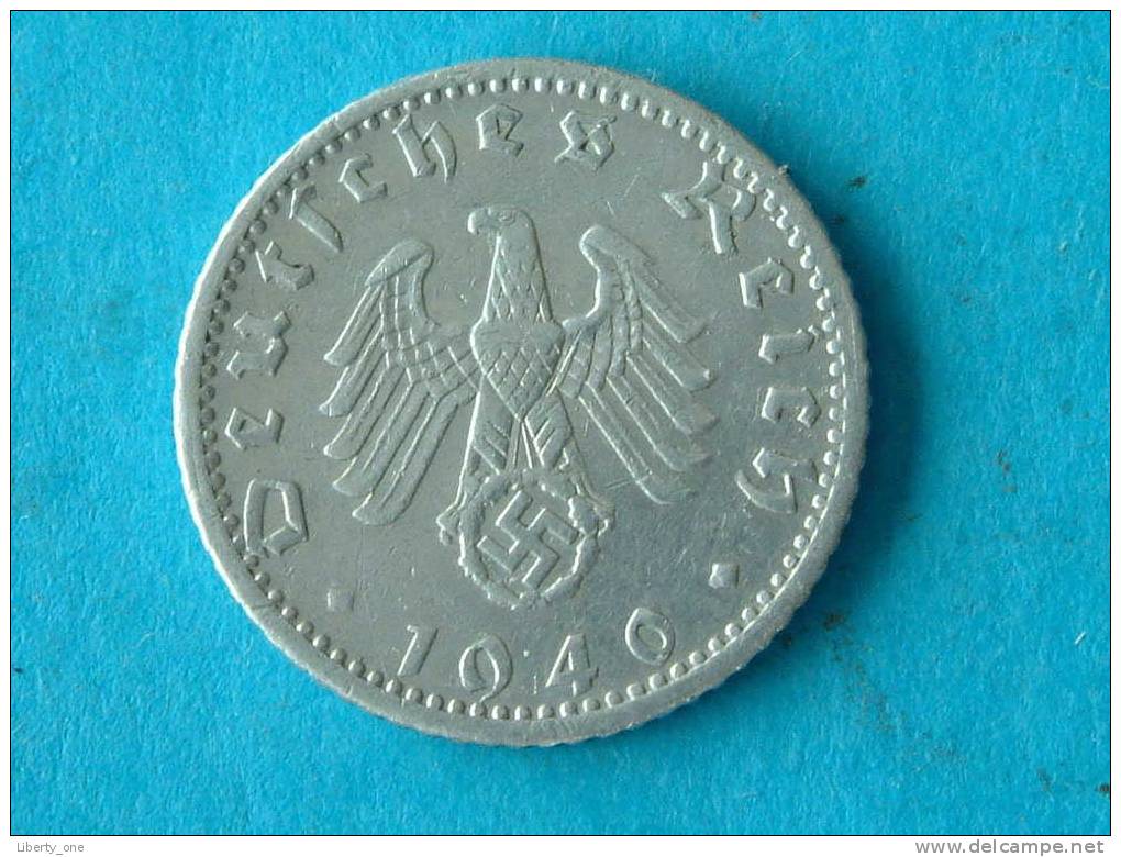 1940 F - 50 REICHSPFENNIG / KM 96 ( For Grade , Please See Photo ) ! - 50 Reichspfennig