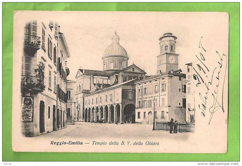 REGGIO EMILIA TEMPIO DELLA B.V. DELLA GHIARA CARTOLINA FORMATO PICCOLO VIAGGIATA NEL 1908 - Reggio Emilia