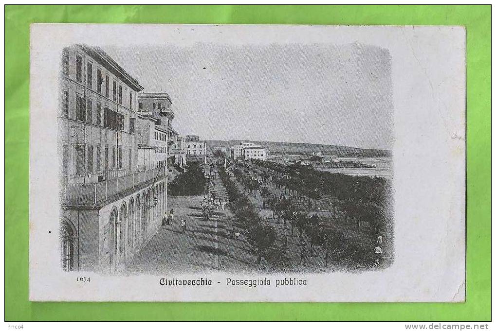 CIVITAVECCHIA PASSEGGIATA PUBBLICA CARTOLINA FORMATO PICCOLO VIAGGIATA NEL 1917 - Civitavecchia