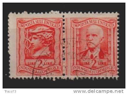 1944  MARCA DA BOLLO  -  IMPOSTA SULL´ENTRATA  - Lire 2 Senza Fasci E Senza Filigrana - Fiscali