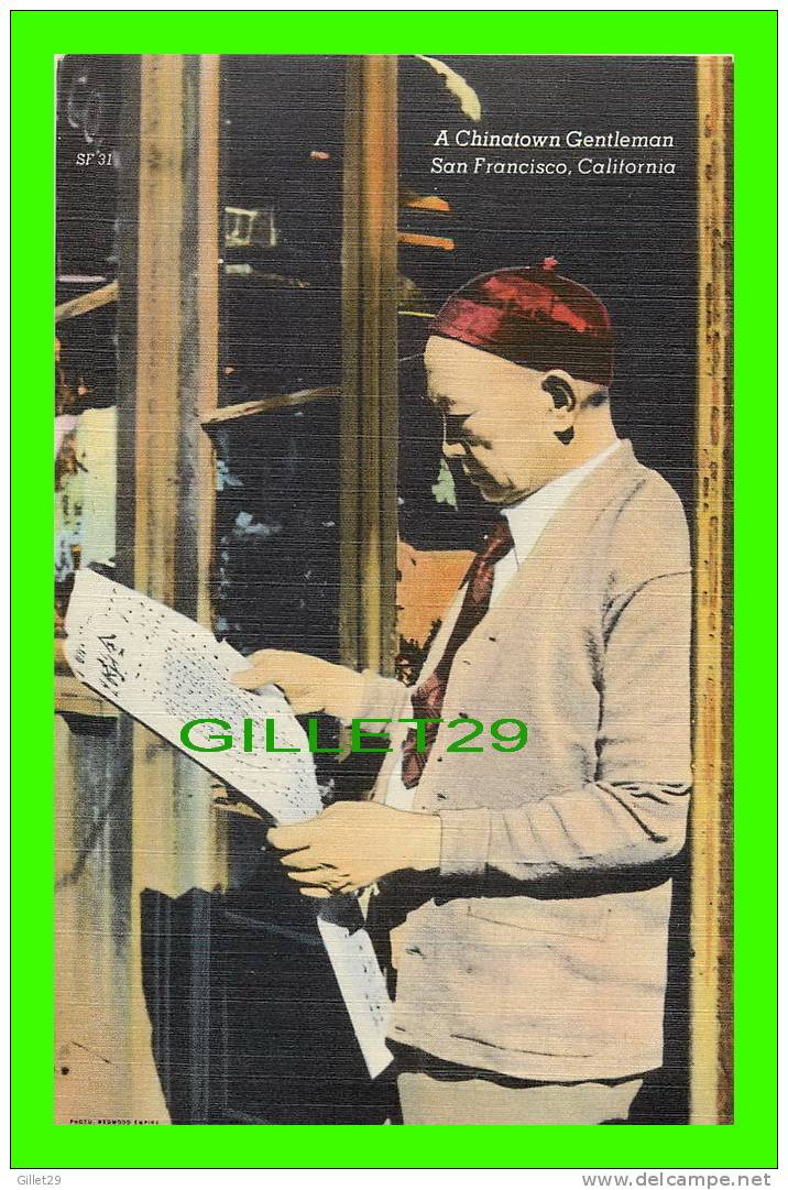 SAN FRANCISCO, CA. - A CHINATOWN GENTLEMAN READING IS NEWSPAPER - PUB BY SMITH NEWS CO - - San Francisco