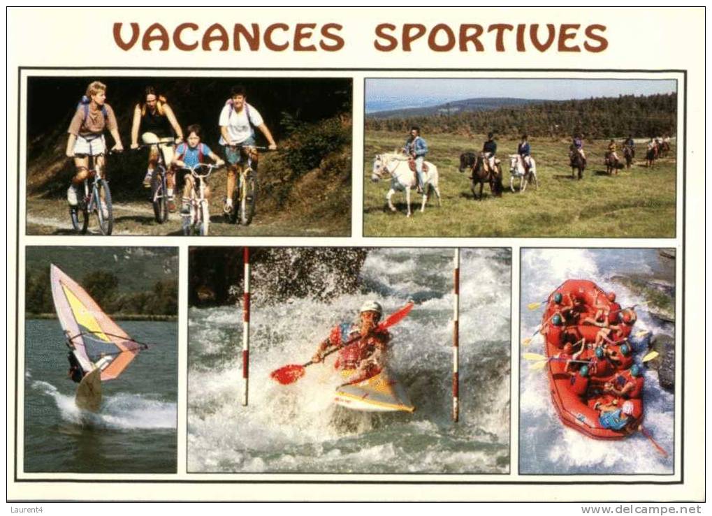 (403) - Mix Sport Postcard - Cycling , Canoe, Plache A Voile, Cheval - Voile