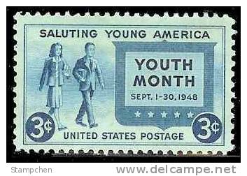 1948 USA Salute To Youth Stamp Sc#963 Student Book Education - Unused Stamps