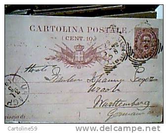 INTERO POSTALE  10 C Da CASTELLAMMARE X URACH WURTTENBERG 1892 CP12259 - Stamped Stationery