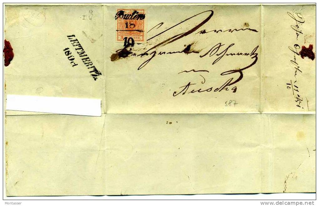 LETTERA Da BUDIN (Boemia) Del 18.10.1851 Affr. Con 3 Kr. Rosso 1° Tipo HP. - Lettres & Documents