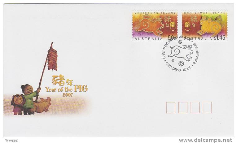 Christmas Island-2007 Year Of The Pig  FDC - Christmas Island