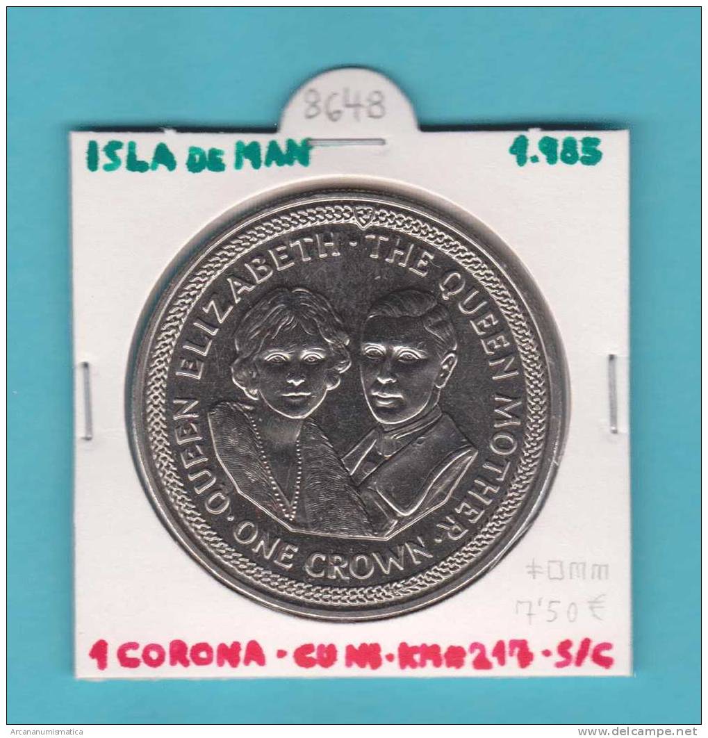 ISLA DE MAN  1  CORONA    1.985   CU NI   KM#217   SC/UNC    DL-8648 - Autres – Europe