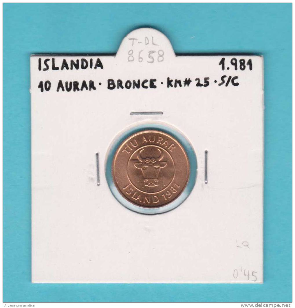 ISLANDIA   10  AURAR  1.981  BRONCE  KM#25      SC/UNC    DL-8658 - Island