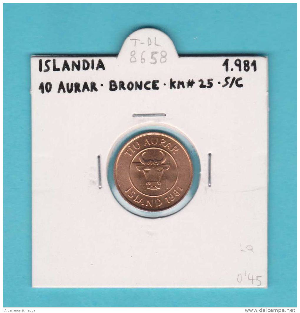 ISLANDIA   10  AURAR  1.981  BRONCE  KM#25      SC/UNC    DL-8658 - Islande