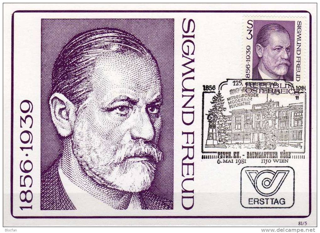 Maximumkarte 1981 Nervenarzt Prof. Freud Österreich 1668+ MC5/81a O 15€ Psycho-Krankenhaus Wien Maxi-card  From Austria - Macchine Per Obliterare (EMA)