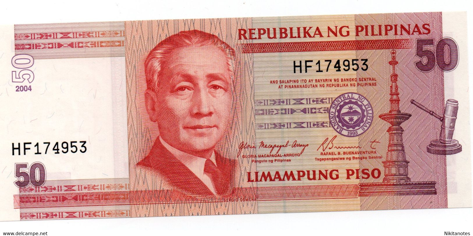 Philippines 50 Piso 2004 Pick 193.a UNC See Scan Note - Filipinas