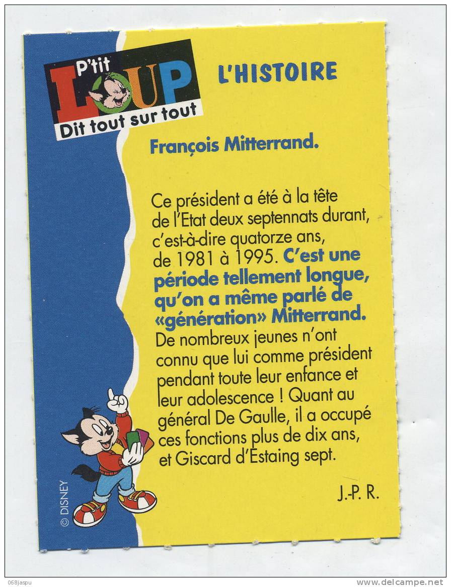 Fiche P´tit Loup Histoire Mitterrand - Histoire