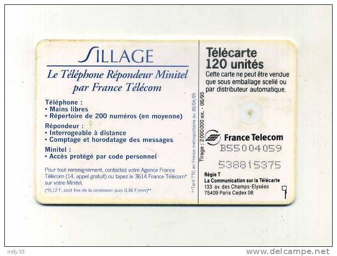 - TELECARTE SILLAGE . TELEPHONE REPONDEUR  . 1995 - Opérateurs Télécom