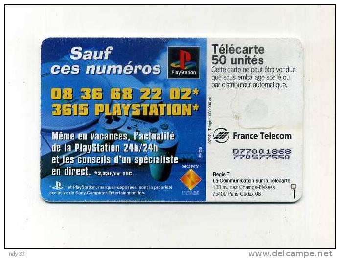 - TELECARTE PLAYSTATION 1997 - Jeux