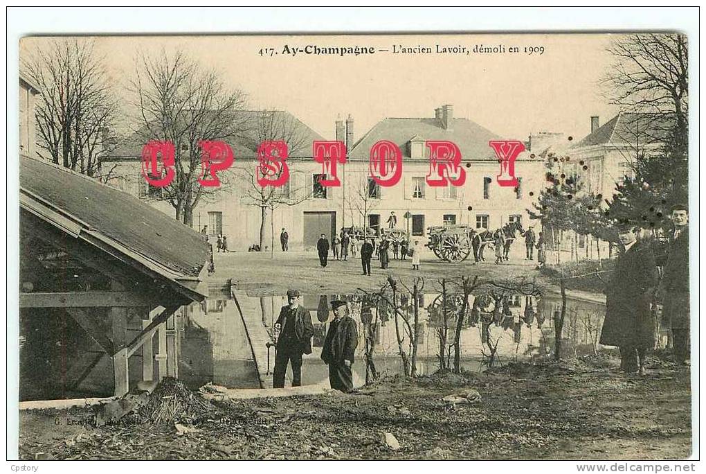 RARE & INCONNUE - 51 - AY En CHAMPAGNE - Ancien Lavoir Démoli En 1909 - Edit. G. Franjou N° 417 - Dos Scané - Ay En Champagne