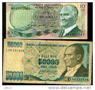 TURQUIE : Lot De 2 Billets - Turquie