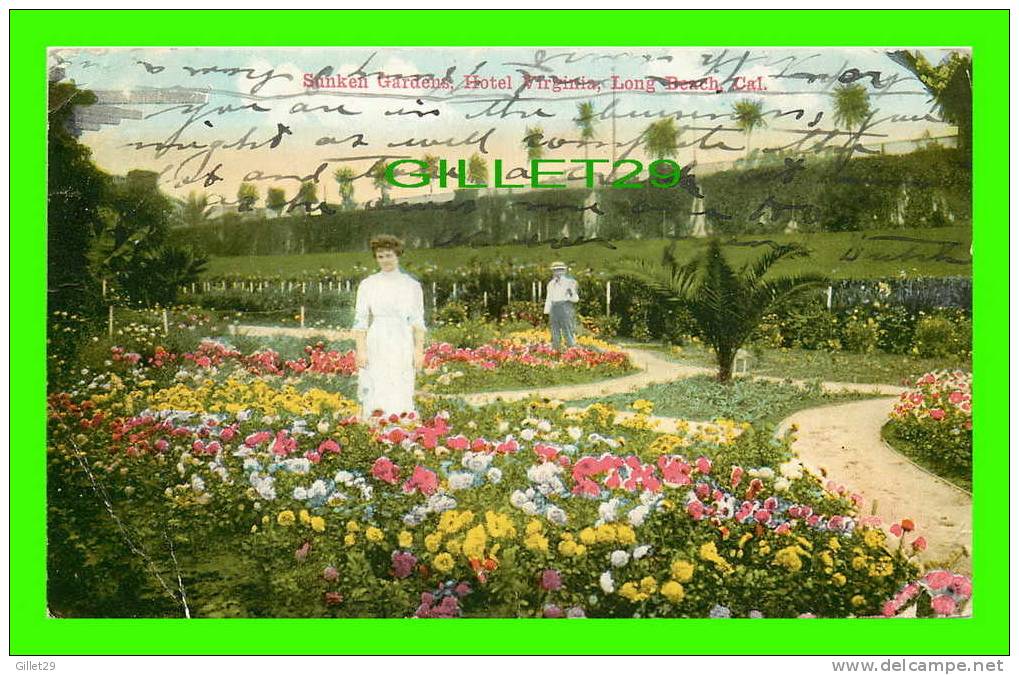 LONG BEACH, CA. - HOTEL VIRGINIA - SUNKEN GARDENS - ANIMATED - TRAVEL IN 1913 - - Long Beach