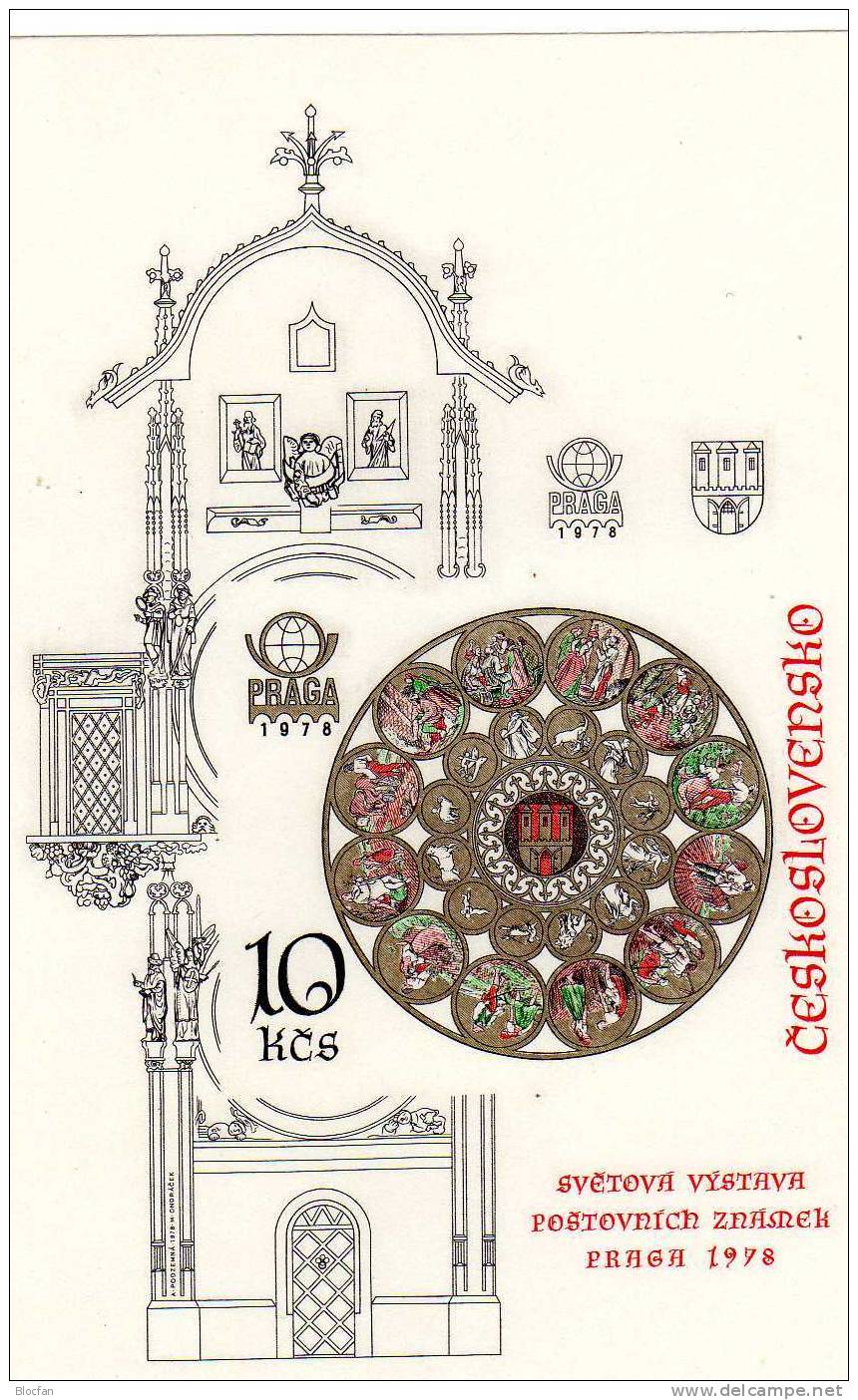Ungezähnter Uhrenblock CSSR 2456 B + Bl. 35 B ** 95€ Plus E-Karte PRAGA 1978 Mit Tierkreiszeichen - Variedades Y Curiosidades