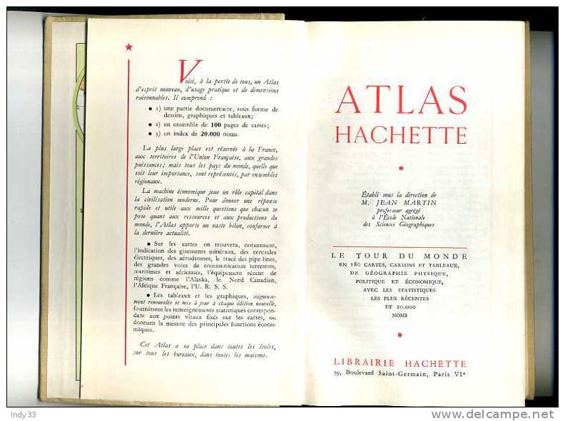 - ATLAS HACHETTE .1959 - Kaarten & Atlas