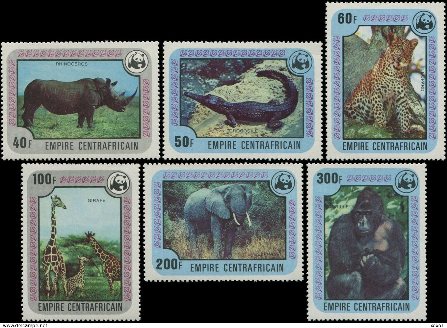 Central African Republic 1978 MiNr. 532 - 37 Animals  Reptiles WWF  6v  MNH ** 36,00 € - Giraffen