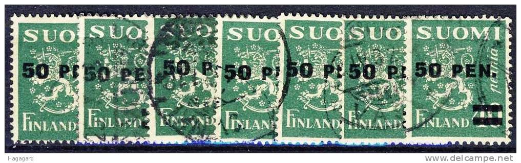 Finland 1931. Provisories. Michel 7 X 170. Cancelled(o) - Usati