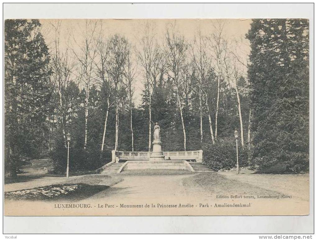 Cp , LUXEMBOURG , Luxembourg , Le Parc , Monument De La Princesse Amélie - Luxembourg - Ville