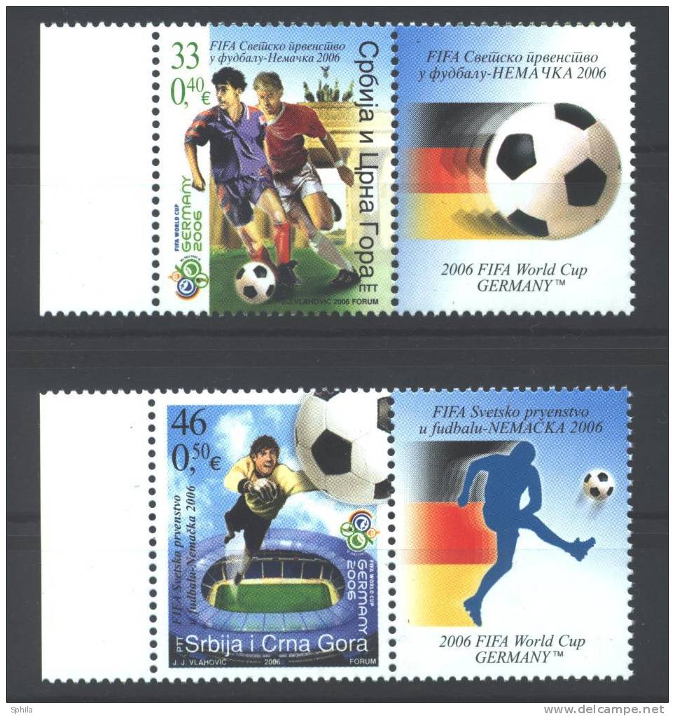 Jugoslawien – Yugoslavia 2006 World Football Championships Set With Label MNH; Michel # 3325-26 - Ungebraucht