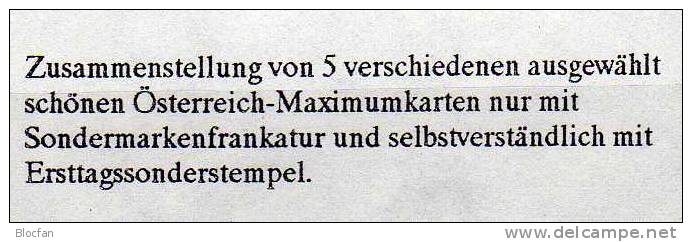 5 MaxiCards Österreich 1981 o 50€ Rehabilitation, Psychoanalyse, Heizung, CEPT Folklore, Telefon