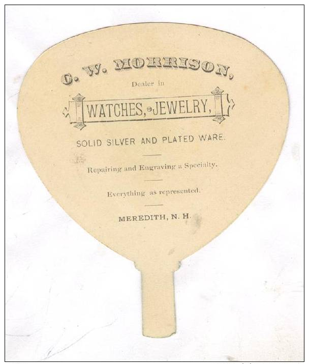 TC: C.W. Morrison, Watches & Jewelry,Meredith,New Hampshire,1890s; Kids Diecut Fan - Altri & Non Classificati