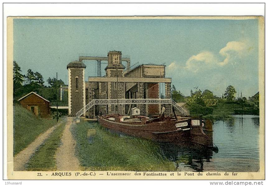 Carte Postale Ancienne Arques - L'ascenseur Des Fontinettes - Péniches, Batellerie - Arques